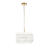 Amos Aquitaine Brushed Aged Brass & Clear Glass 3 Light Chandelier