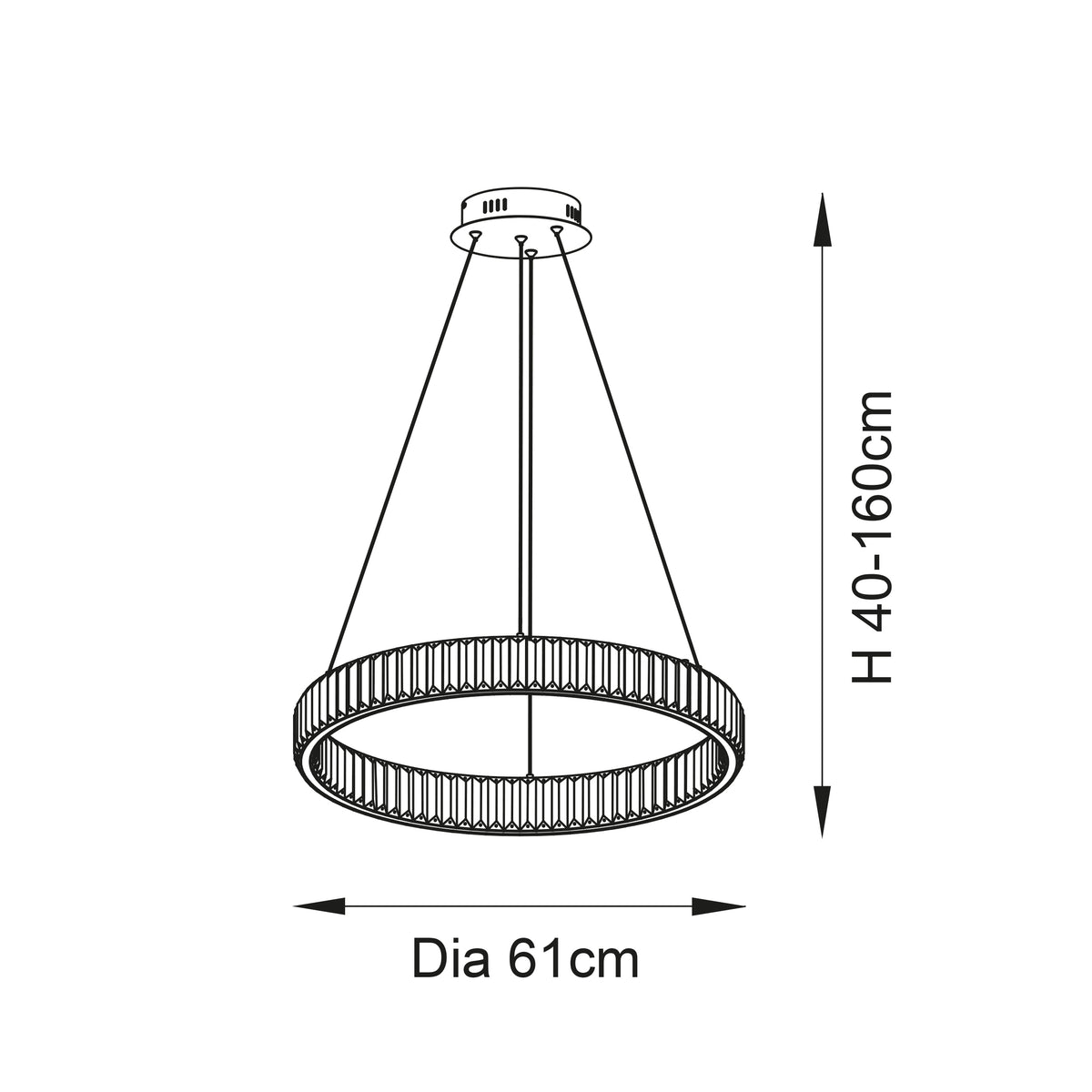 Endon Laguna Pendant Chrome plate & clear crystal