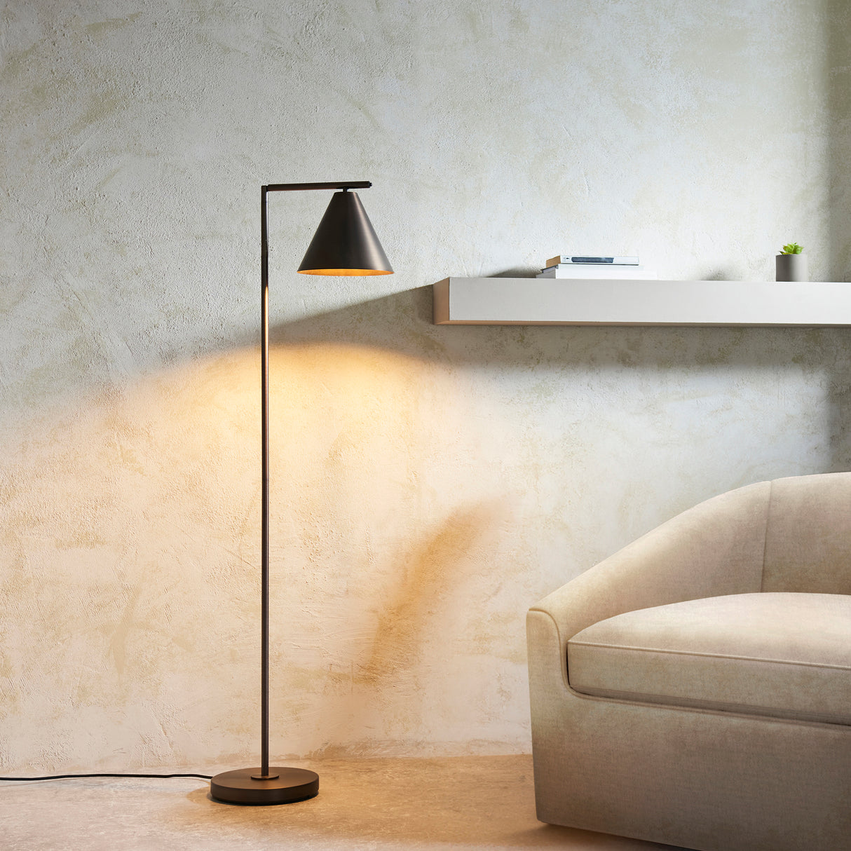 Endon Cape Task Floor Lamp Brushed antique bronze