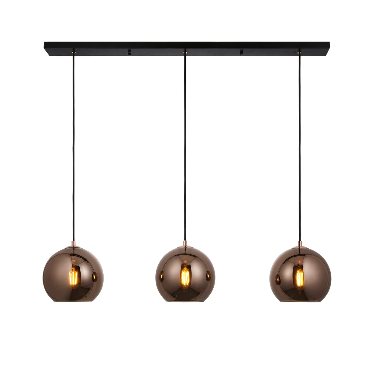 Endon Boli 3lt Bar Pendant Copper Mirrored Glass from Amos Lighting + Home