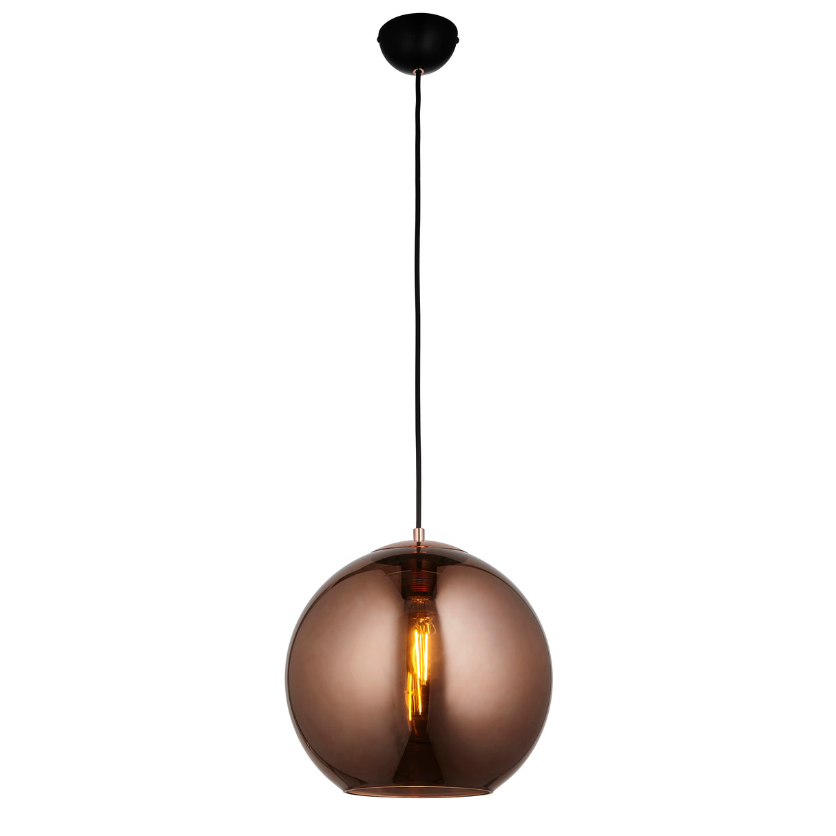 Endon Boli Single Pendant Copper Mirrored Glass from Amos Lighting + Home