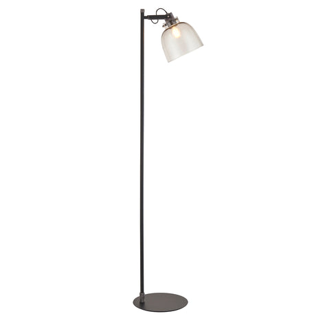 Endon Urban Task Floor Lamp Smokey grey tinted glass & black chrome