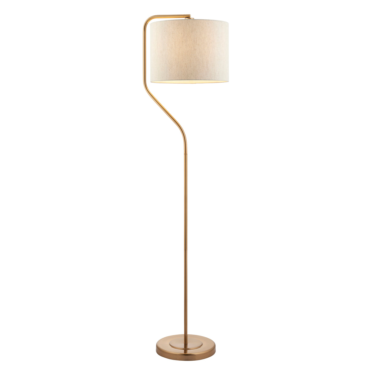 Endon Clement Floor Lamp aged brass plate & natural linen mix fabric