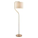 Endon Clement Floor Lamp aged brass plate & natural linen mix fabric