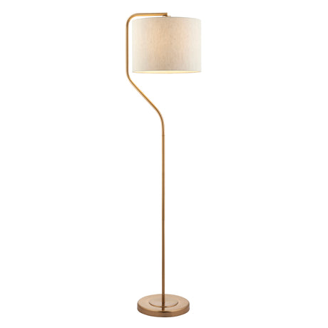 Endon Clement Floor Lamp aged brass plate & natural linen mix fabric