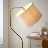 Endon Clement Floor Lamp aged brass plate & natural linen mix fabric
