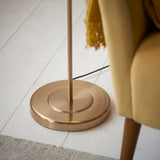 Endon Clement Floor Lamp aged brass plate & natural linen mix fabric
