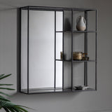 Amos Matt black rectangle mirror with shelves –  from Amos Lighting + Home