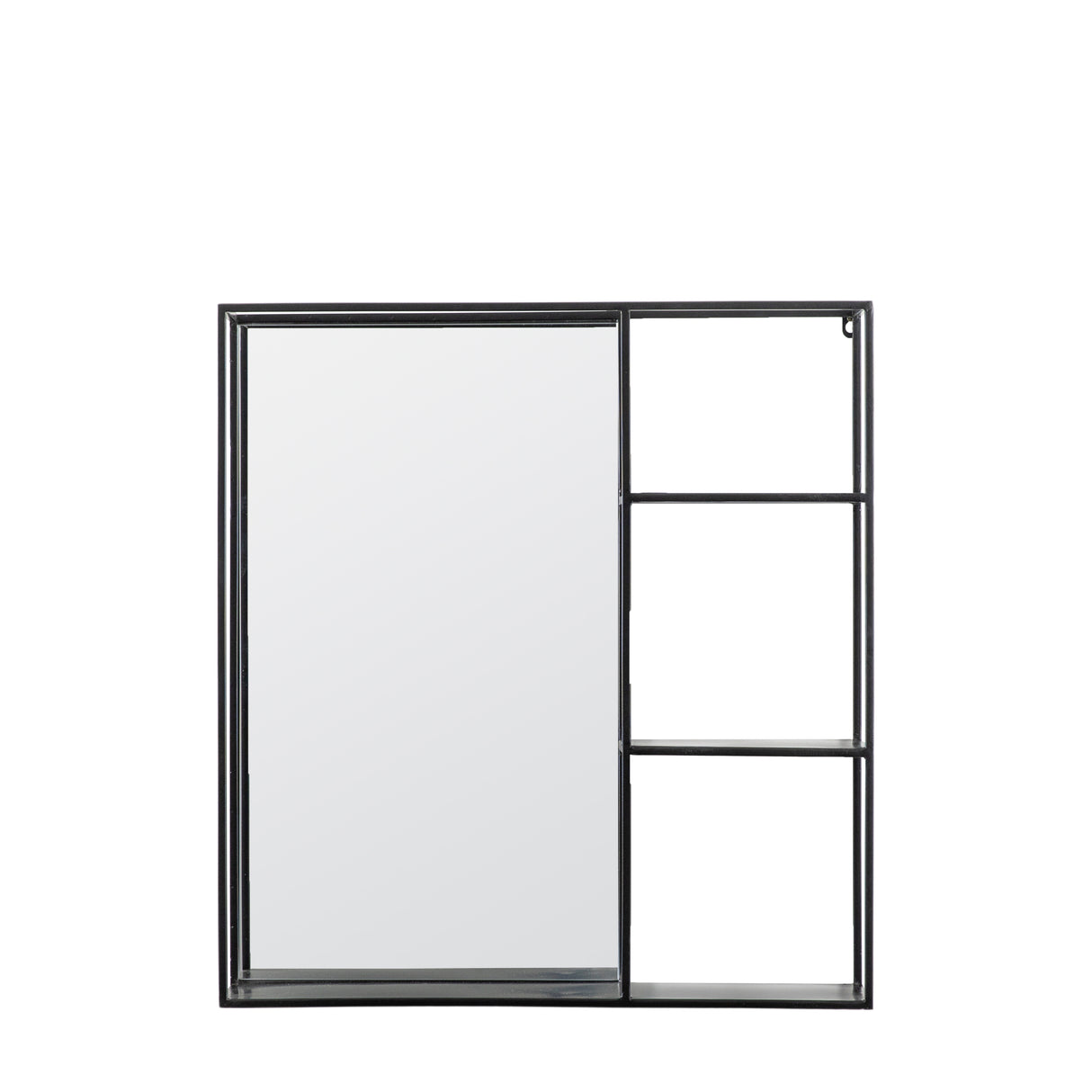 Amos Matt black rectangle mirror with shelves –  from Amos Lighting + Home