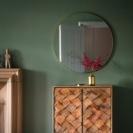 Amos Champagne gold finish round mirror –  from Amos Lighting + Home