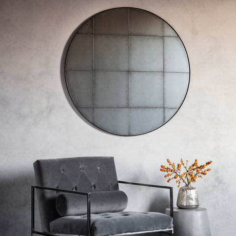 Amos Matt black antique round mirror –  from Amos Lighting + Home