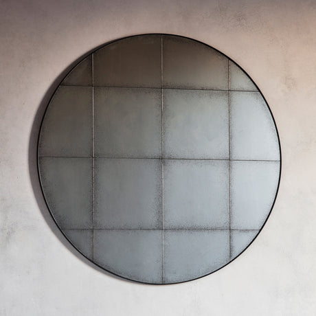 Amos Matt black antique round mirror –  from Amos Lighting + Home