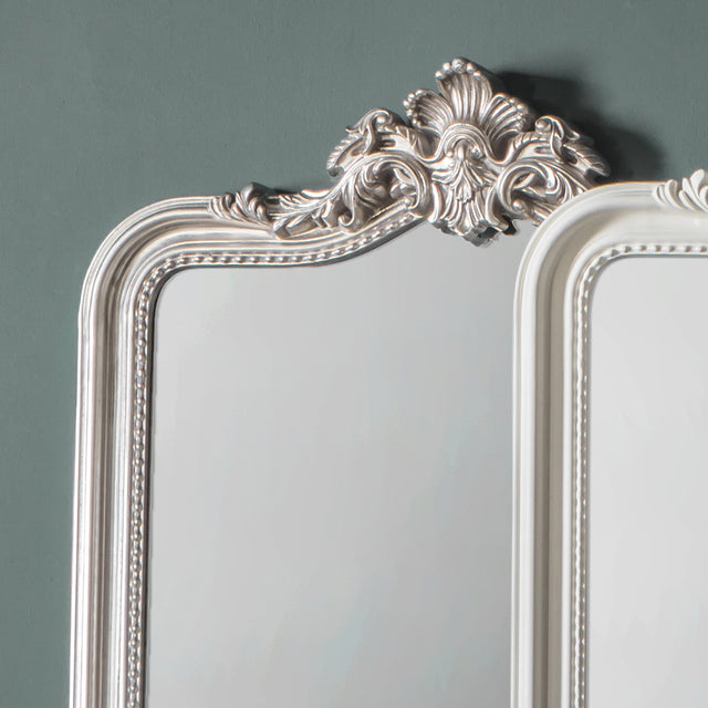 Amos Satin silver and ornate leaner mirror –  from Amos Lighting + Home