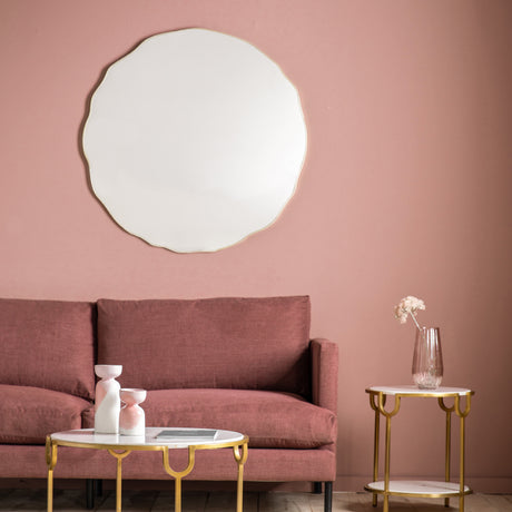 Amos Champagne gold scalloped edge round mirror –  from Amos Lighting + Home