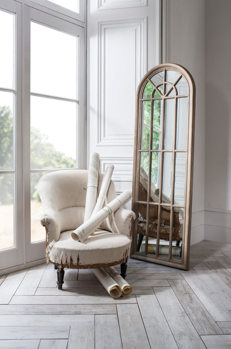 Amos Weathered light wood arch window mirror –  from Amos Lighting + Home