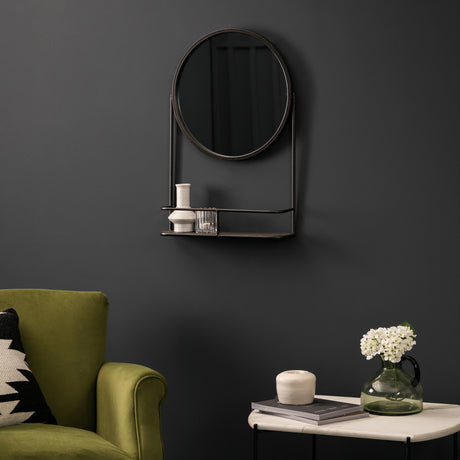 Amos Charcoal black mirror with shelf –  from Amos Lighting + Home