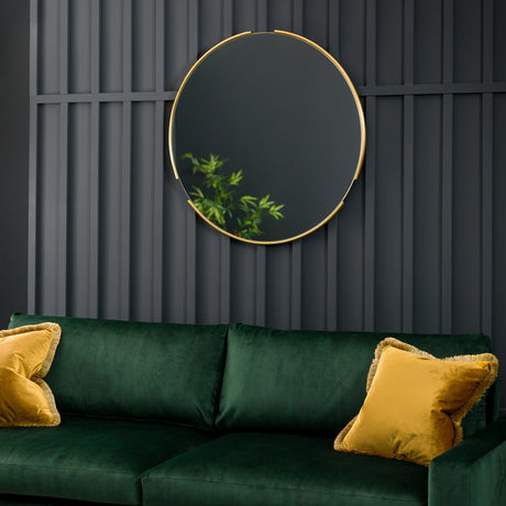 Amos Tubular notched aged gold round mirror –  from Amos Lighting + Home