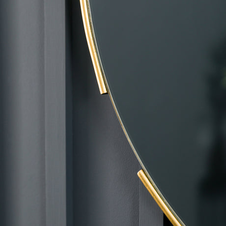 Amos Tubular notched aged gold round mirror –  from Amos Lighting + Home