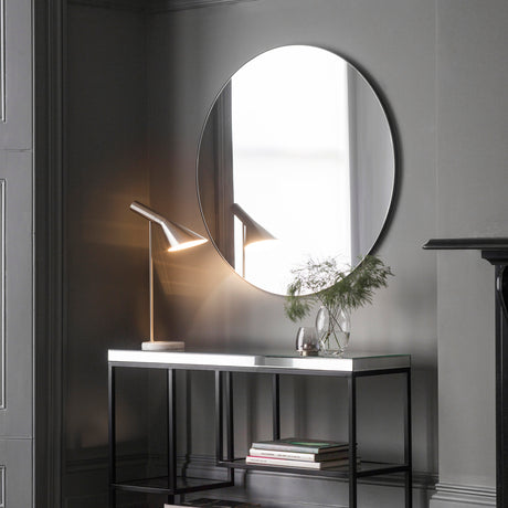 Amos Matt black thin round mirror –  from Amos Lighting + Home