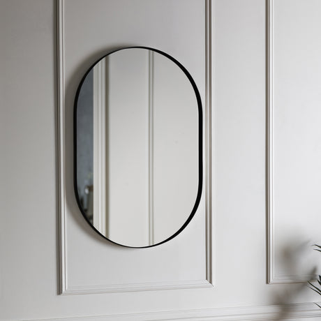 Amos Matt black ellipse mirror –  from Amos Lighting + Home