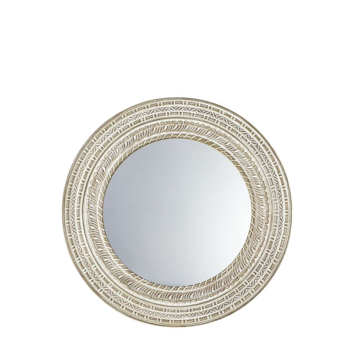 Amos White washed mango wood round mirror –  from Amos Lighting + Home