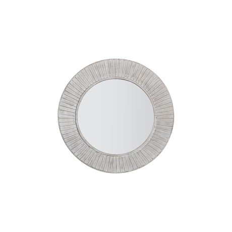 Amos Distressed cream wooden round mirror –  from Amos Lighting + Home