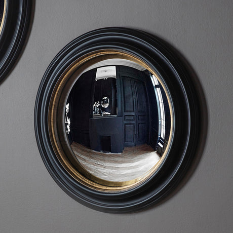 Amos Matt black medium round convex mirror –  from Amos Lighting + Home