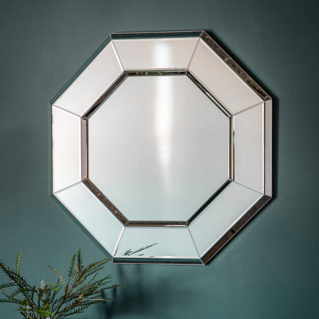 Amos Black glass edged octagon mirror –  from Amos Lighting + Home