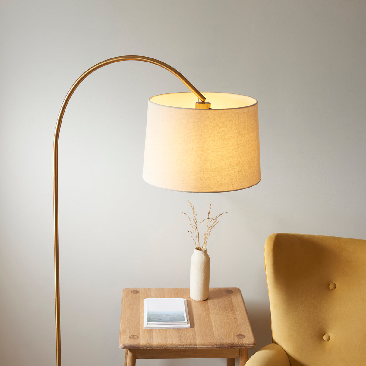 Endon Carlson Warm Brass Floor Lamp with Shade