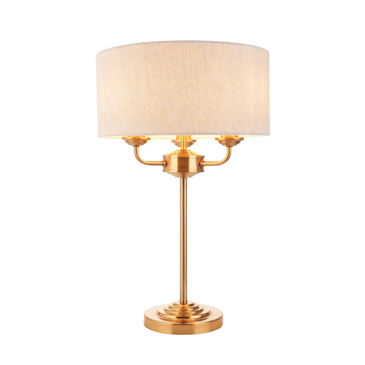 Endon Highclere Table Lamp Vintage Brass & Linen
