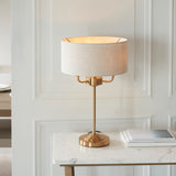 Endon Highclere Table Lamp Vintage Brass & Linen