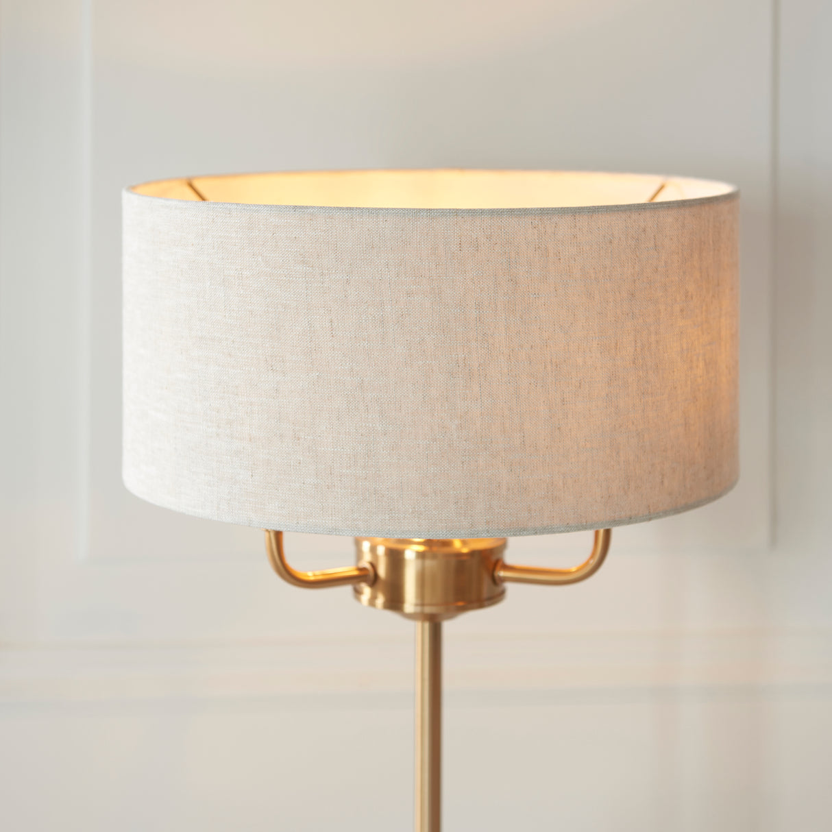 Endon Highclere Table Lamp Vintage Brass & Linen