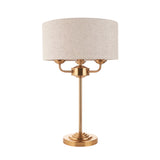 Endon Highclere Table Lamp Vintage Brass & Linen