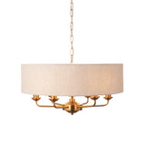 Endon Highclere 6lt Pendant Vintage Brass & Linen