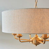 Endon Highclere 6lt Pendant Vintage Brass & Linen