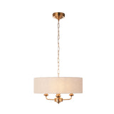 Endon Highclere 3lt Pendant Vintage Brass & Linen
