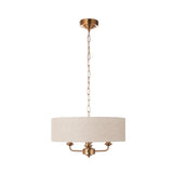 Endon Highclere 3lt Pendant Vintage Brass & Linen