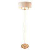 Endon Highclere Floor Lamp Vintage Brass & Linen