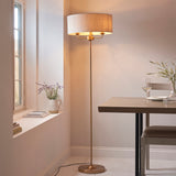 Endon Highclere Floor Lamp Vintage Brass & Linen