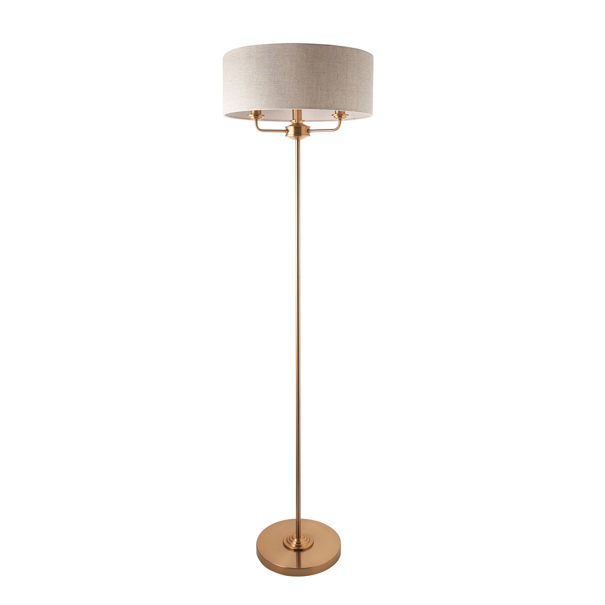 Endon Highclere Floor Lamp Vintage Brass & Linen