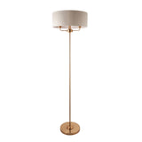 Endon Highclere Floor Lamp Vintage Brass & Linen