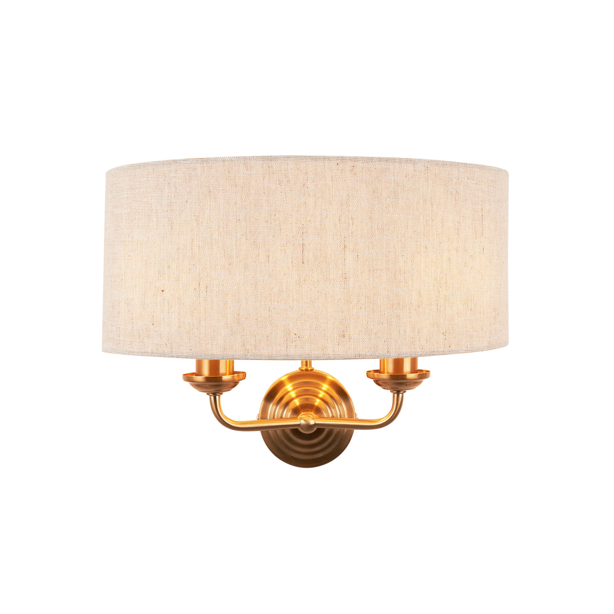 Endon Highclere Wall Light Vintage Brass & Linen