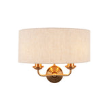 Endon Highclere Wall Light Vintage Brass & Linen