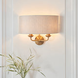 Endon Highclere Wall Light Vintage Brass & Linen