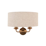 Endon Highclere Wall Light Vintage Brass & Linen