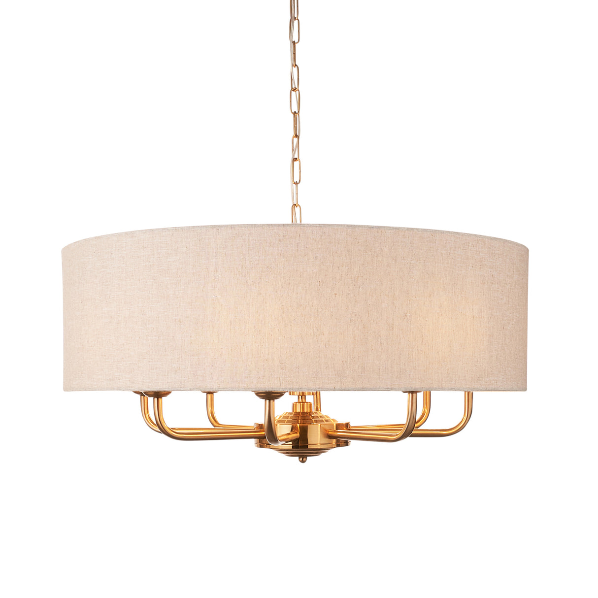 Endon Highclere 8lt Pendant Vintage Brass & Linen