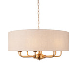 Endon Highclere 8lt Pendant Vintage Brass & Linen