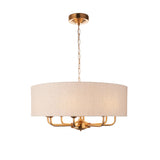 Endon Highclere 8lt Pendant Vintage Brass & Linen