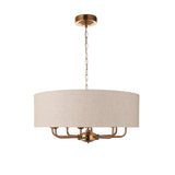 Endon Highclere 8lt Pendant Vintage Brass & Linen