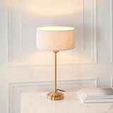 Endon Highclere Single Stem Table Lamp Vintage Brass & Linen